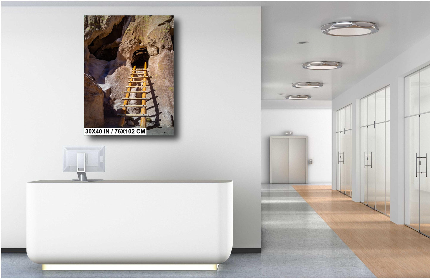 Steps to Ancient Homes: Wooden Ladders in Bandelier National Monument Los Alamos New Mexico Print Wall Art Aluminum/Acrylic/Metal/Canvas