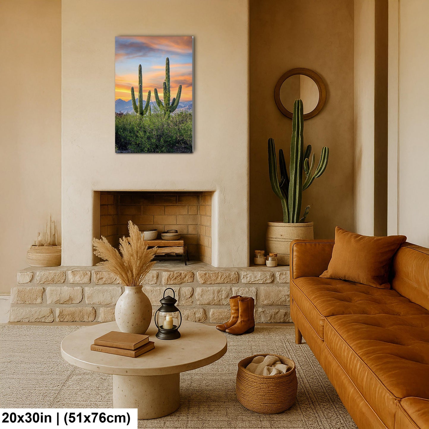 Desert Sunset with Giant Saguaros Photography Print, Tucson Arizona Wall Art, Southwest Landscape Decor