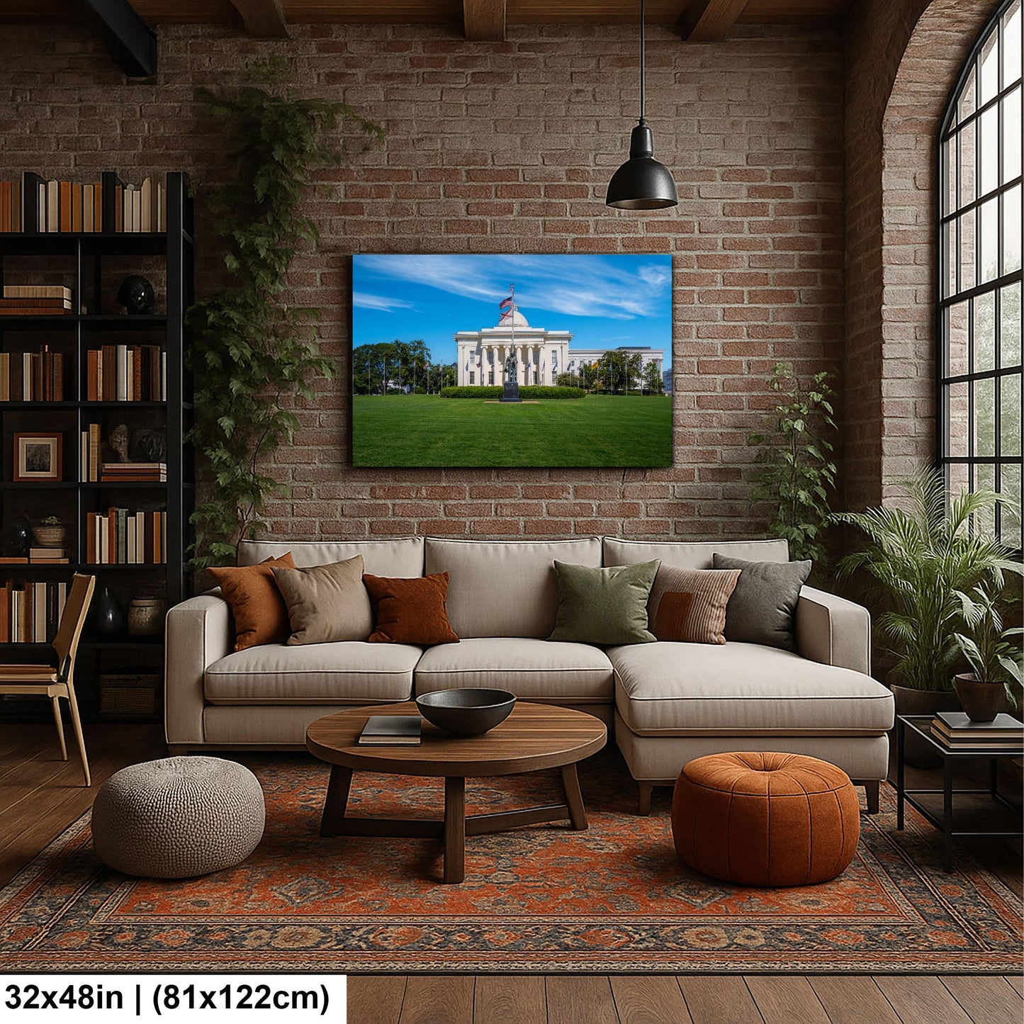Alabama Capitol with Statue and Flags Photography Wall Art