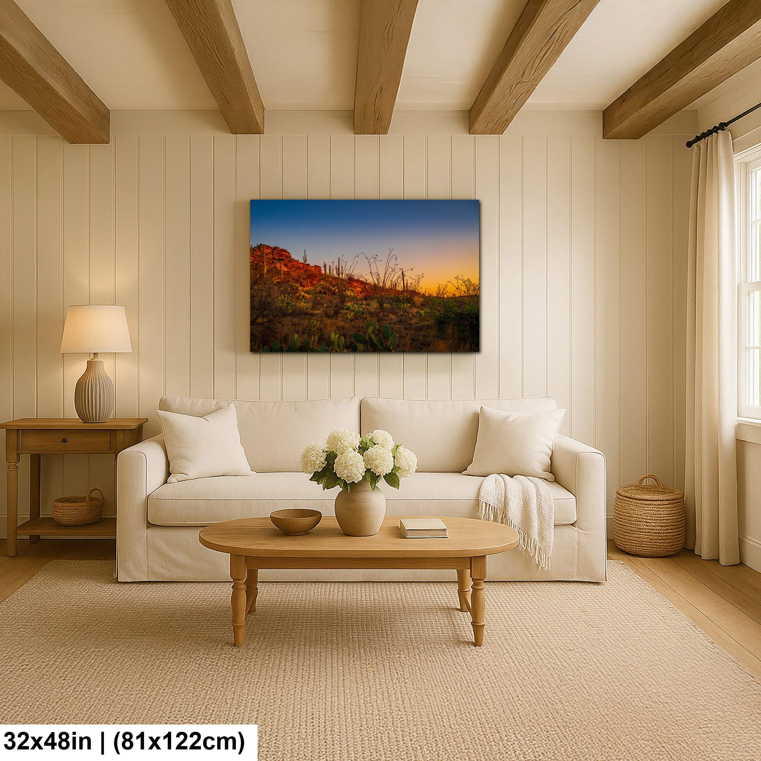 Sonoran Desert Sunset with Saguaros and Ocotillo - Saguaro National Park East Tucson Photography Print