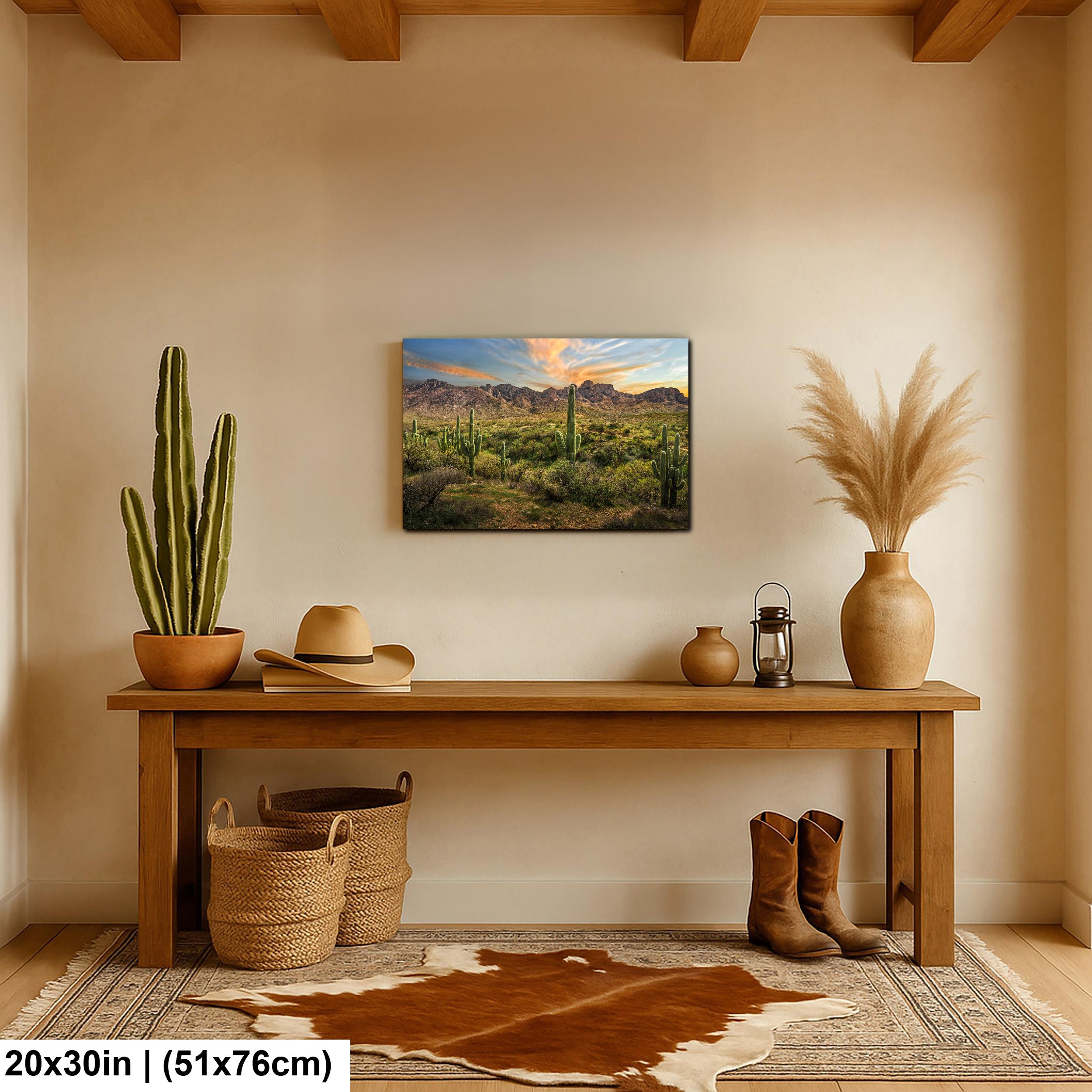 Santa Catalina Mountains with Saguaros Photography Print, Catalina State Park Tucson Arizona Desert Landscape Wall Art