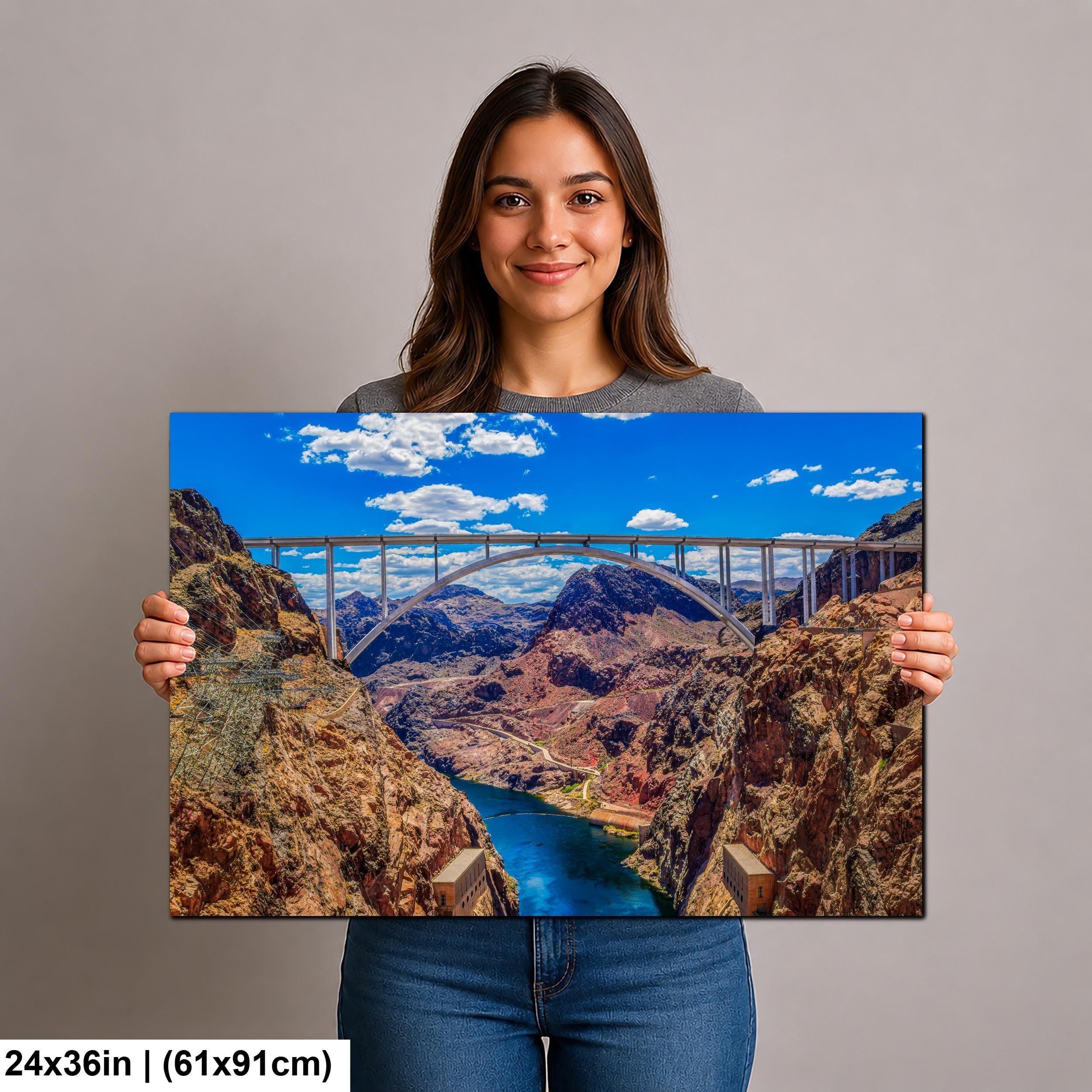 Hoover Dam Bridge Overlook, Nevada Arizona Border, Modern Engineering Photography Wall Art