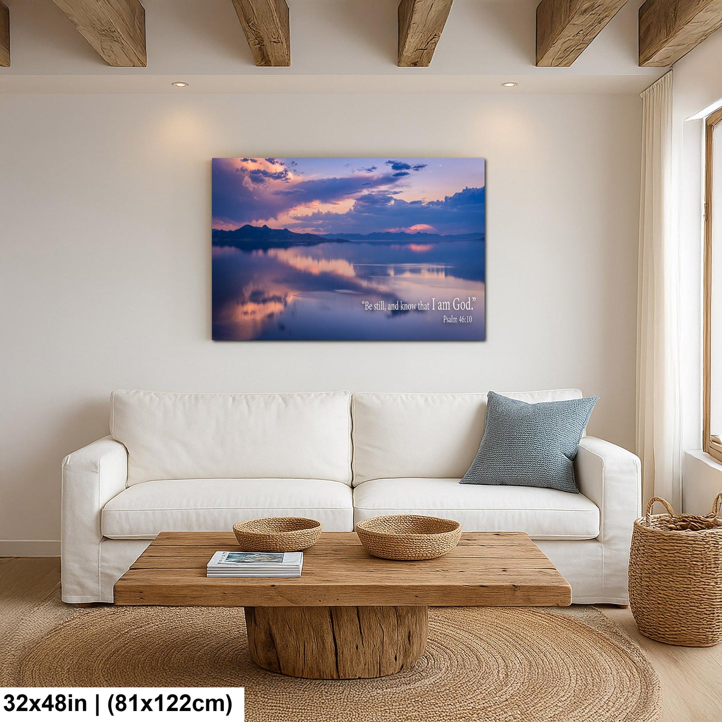 Psalm 46:10 Be Still and Know That I Am God, Sunset Lake Photography Print, Christian Scripture Wall Decor