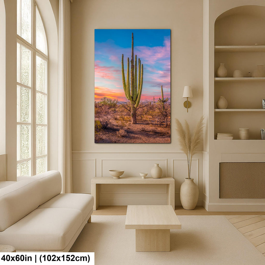 Multi-Arm Saguaro at Sunset - Saguaro National Park East Tucson Arizona Photography Print