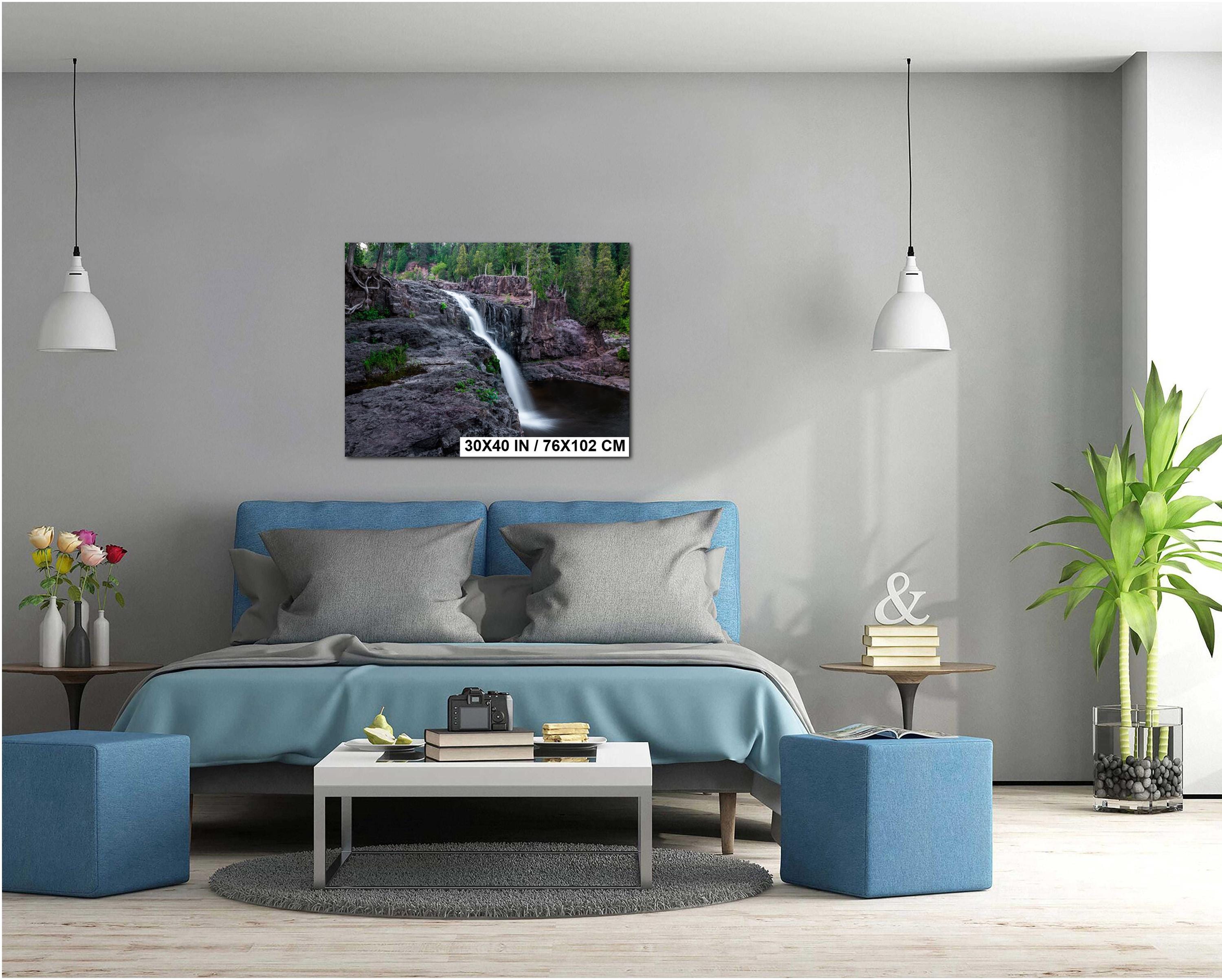 Gooseberry Falls State Park Poster Lower Falls Watercolor-Stylized Photography Print Wall Art, Minnesota Nature Decor, Canvas Metal Acrylic