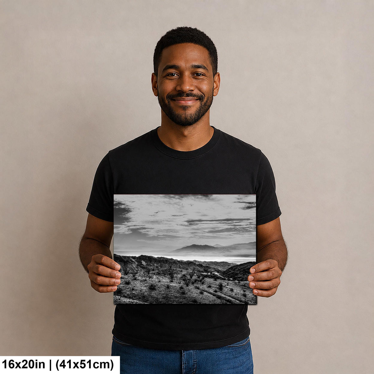 Desert Ridges: Salton Sea Mecca California Black White Photography Wall Art
