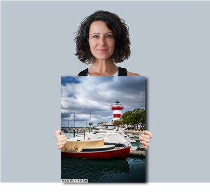 Harbour Town Lighthouse Print - Nautical Wall Art | South Carolina Marina Decor