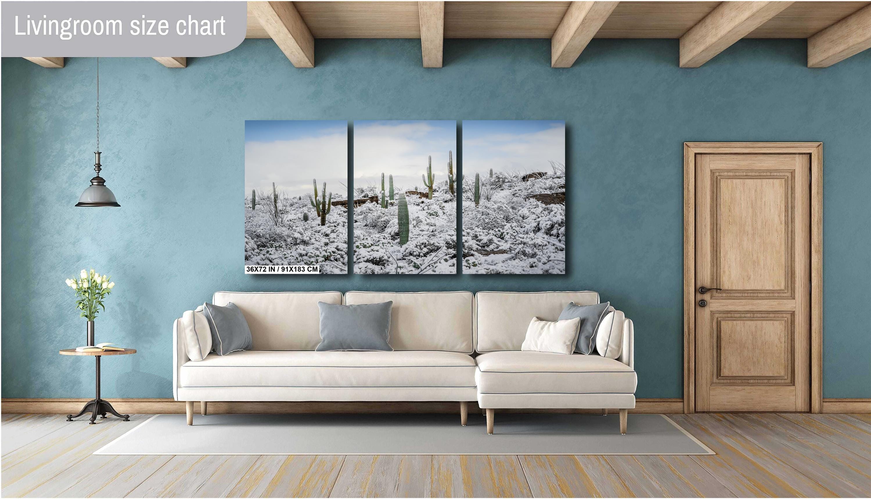 Saguaro National Park Winter Snow Cactus Landscape Art Print