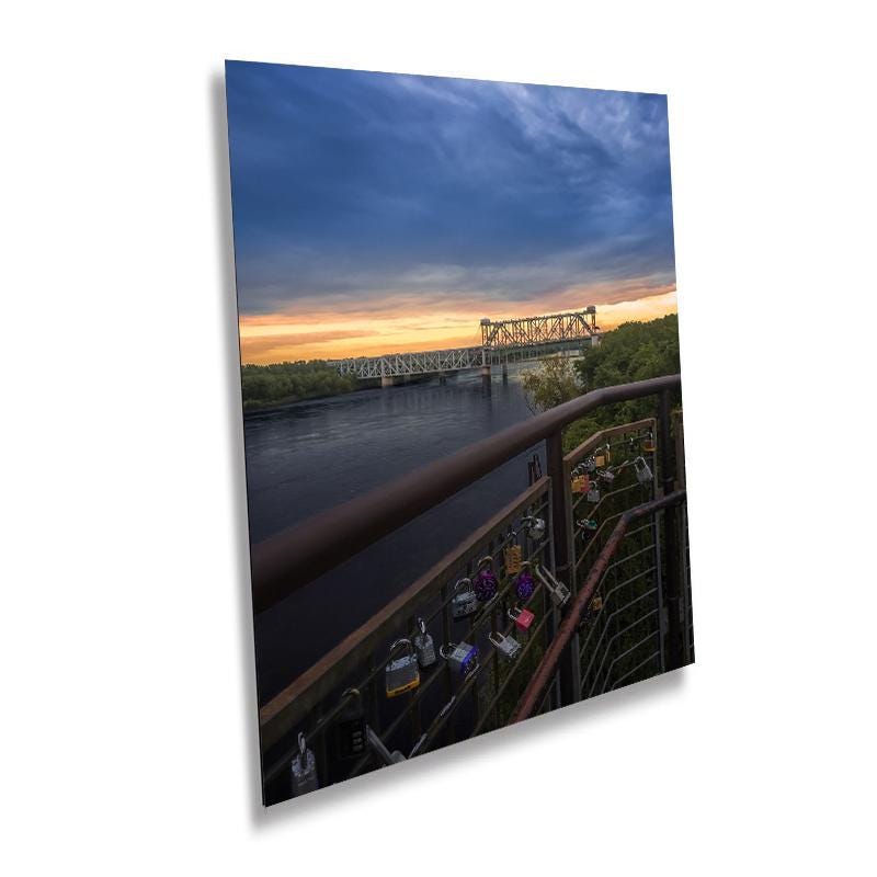 Kansas City Love Locks Bridge Missouri River Sunset Photography Wall Art