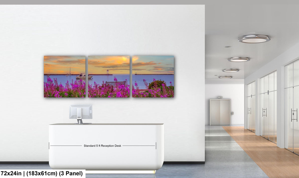 Purple Rosebay: Grand Marais Harbor Minnesota Coastal Photography Wall Art