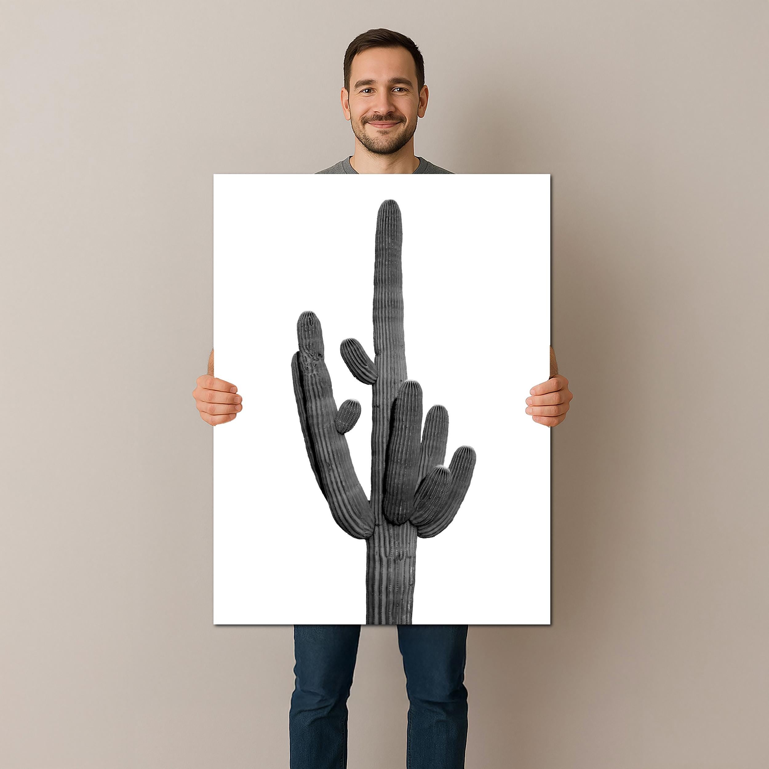 Black and White Saguaro Cactus Arizona Desert Photography Wall Art