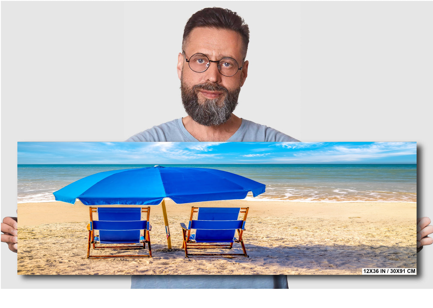 Beachside Bliss: Beach Day Florida Seascape Photography Metal Canvas Print Home Decor Wall Art