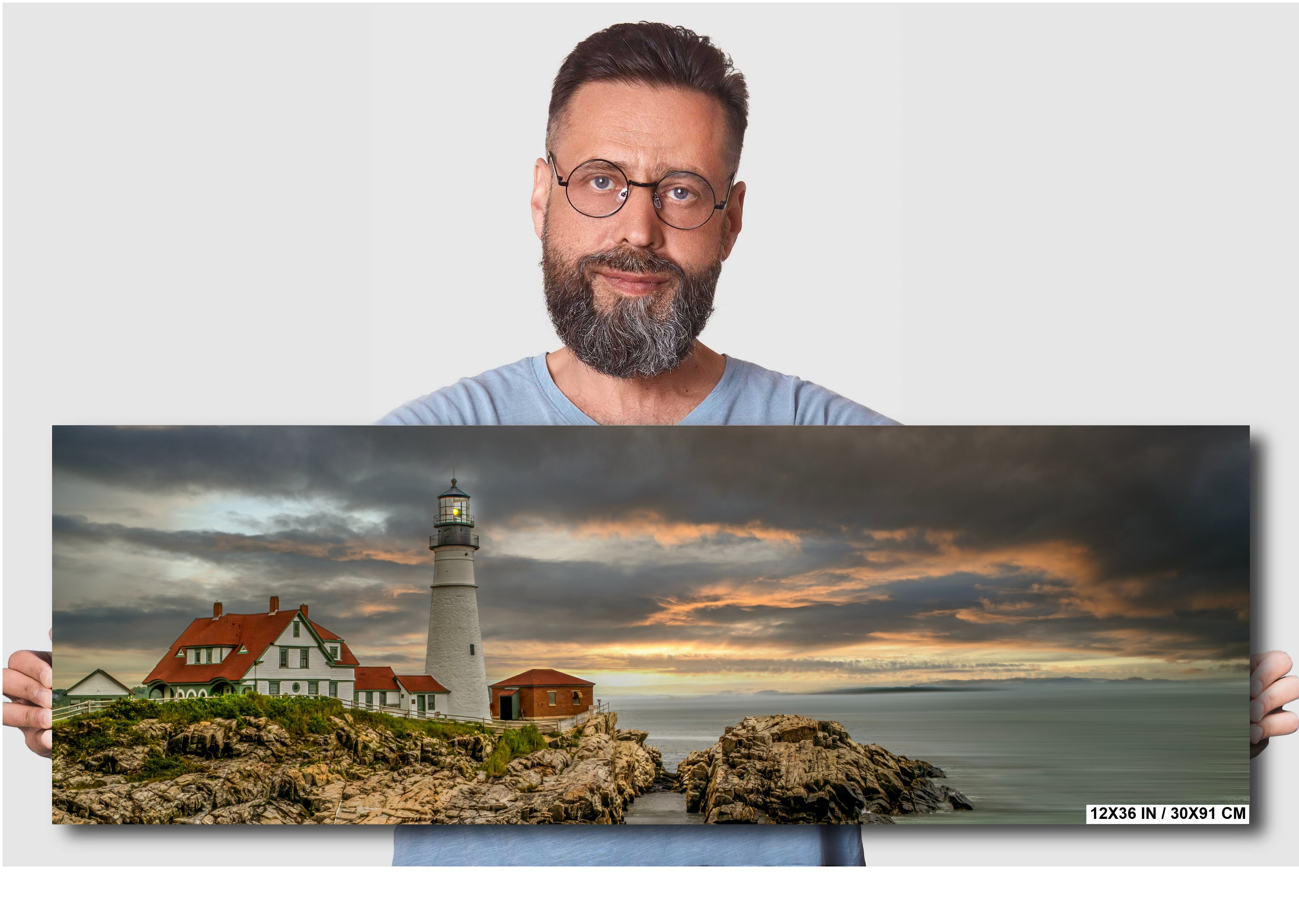 Portland Head Light Lighthouse Print: Maine Coastal Seascape Wall Art