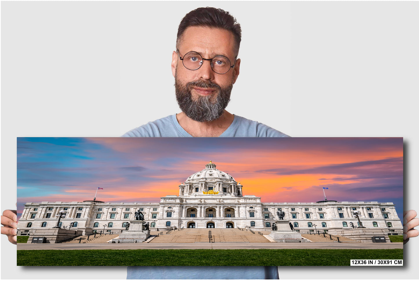 Capitol Grandeur: Minnesota State Capitol Wall Art Metal Canvas Print History Museum St. Paul Landscape Photography