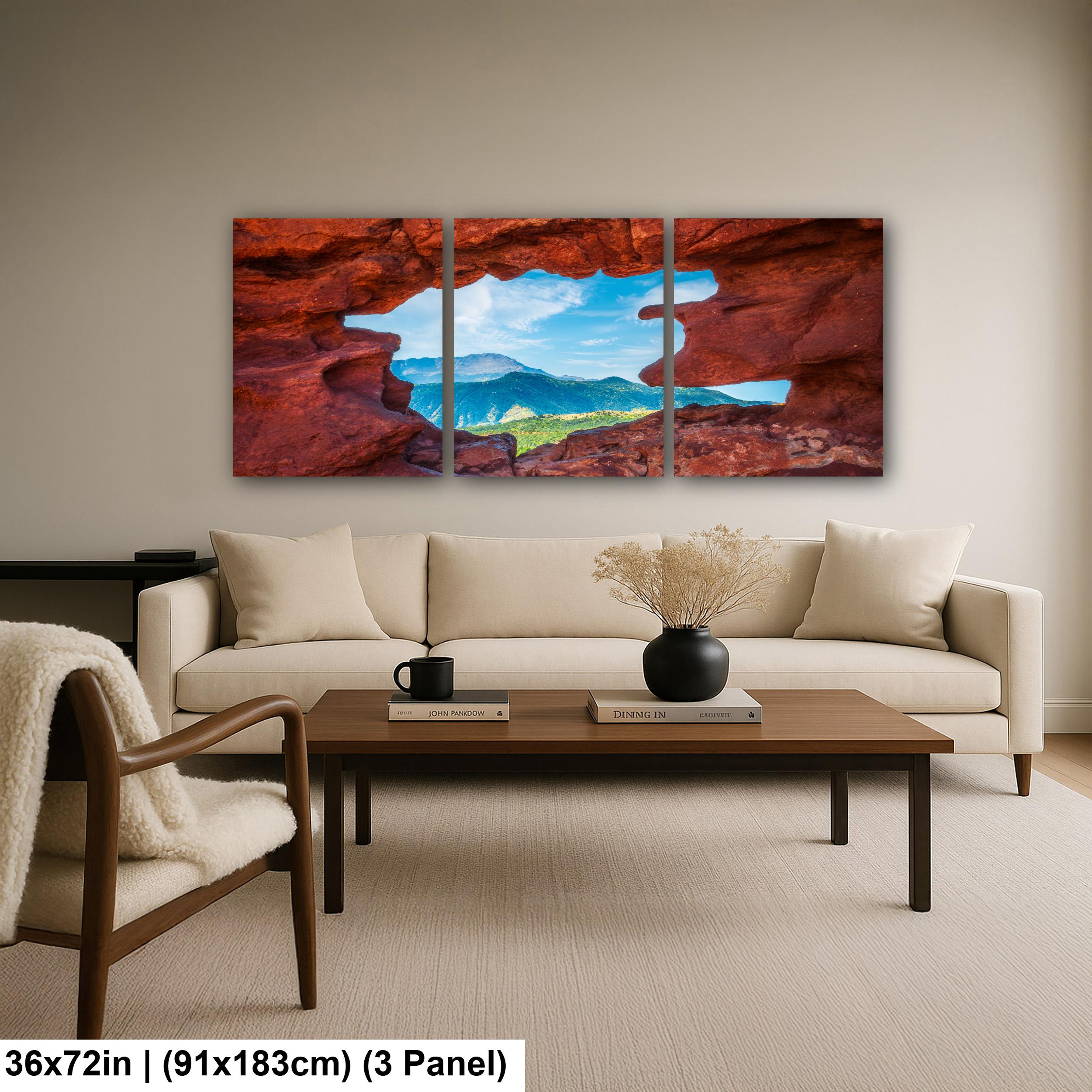 Garden of the Gods Window Colorado Springs Colorado Photography Print, Red Rock Arch, Pikes Peak Mountain Landscape Wall Art