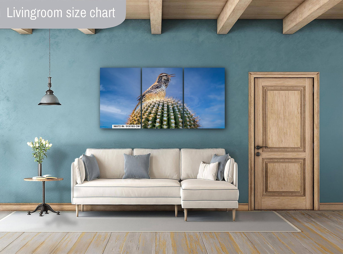 Cactus Wren on Saguaro Tucson Arizona Wildlife Nature Wall Art Photography Print, Sonoran Desert Bird Canvas Photo Blue Sky  Metal Decor