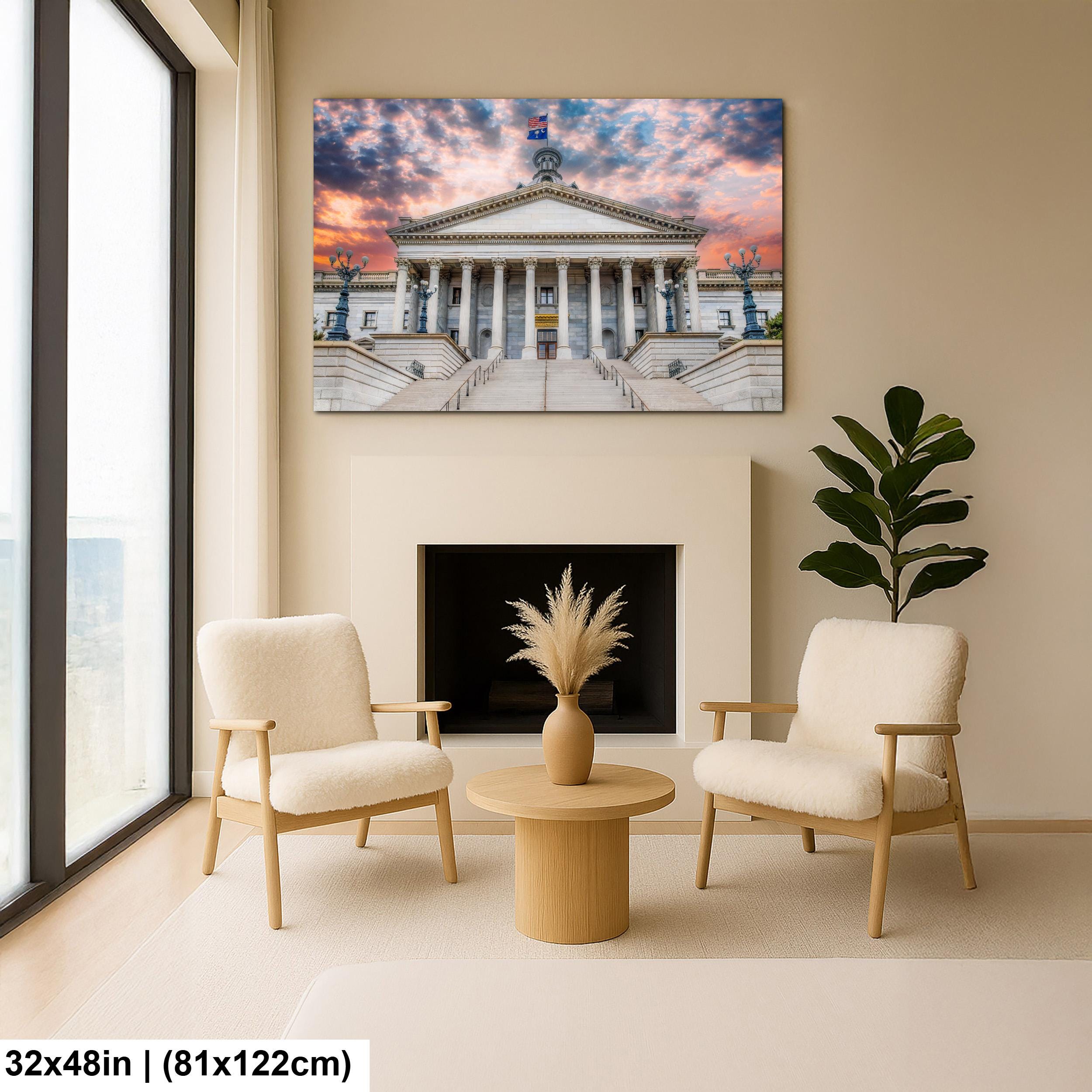 South Carolina State House at Sunset, Columbia SC, Architecture Photography Print, Capitol Building, Government Wall Art