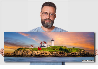 Nubble Lighthouse Wall Art – Coastal Home Decoration | Vibrant Acrylic Print