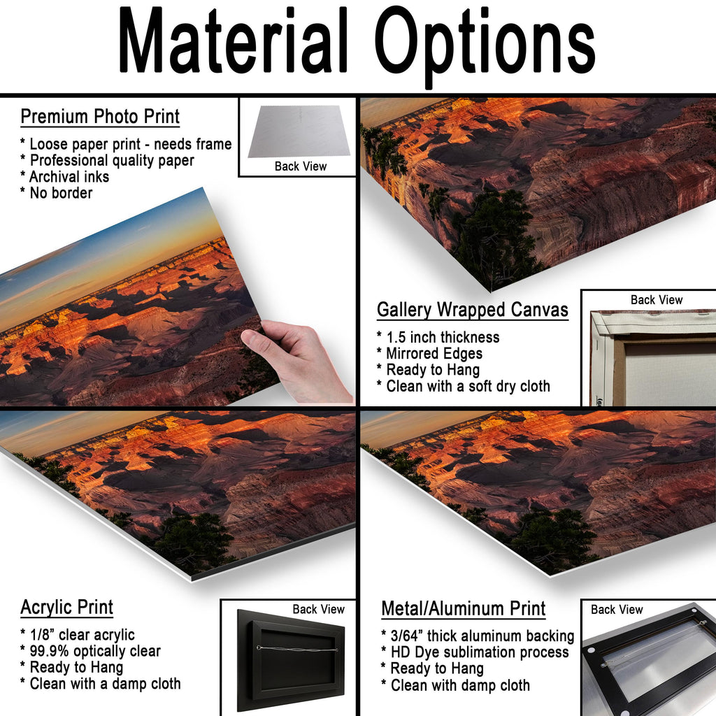 Grand Canyon Sunset, Arizona Canyon Wall Art, Layered Red Cliffs Landscape Photography Print