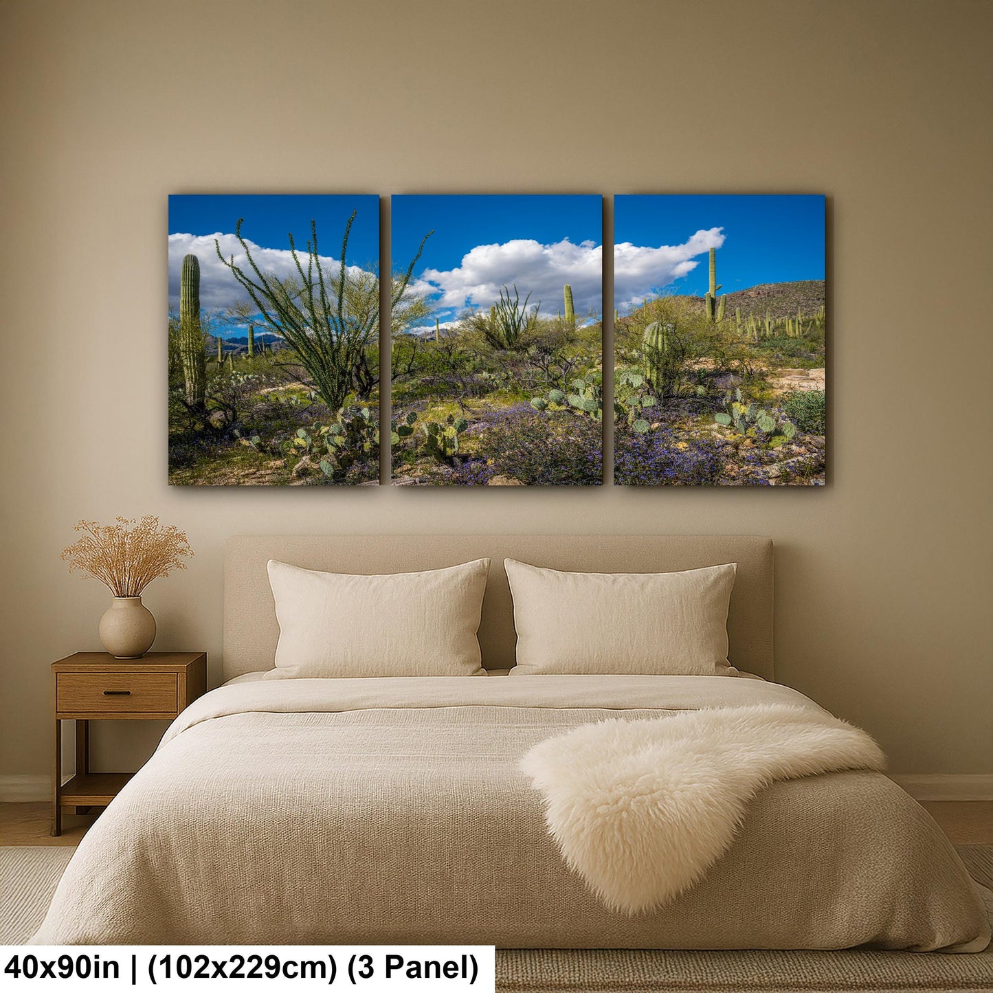 Sonoran Desert Spring Wildflowers with Saguaros - Sabino Canyon Tucson Arizona Photography Print