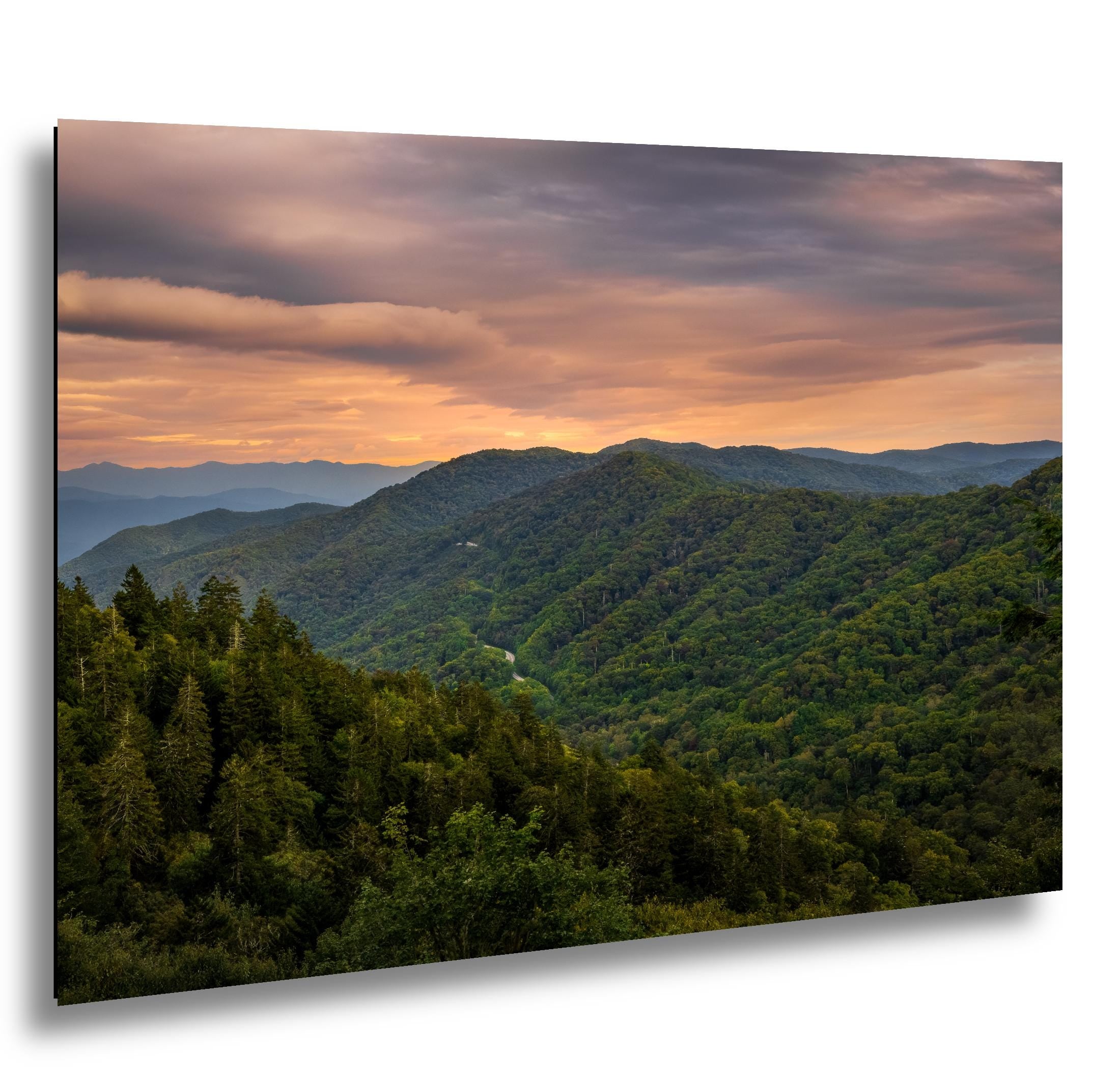 Great Smoky Mountains Golden Sunset Photography Print, Tennessee North Carolina Border, Layered Blue Ridge Wall Art