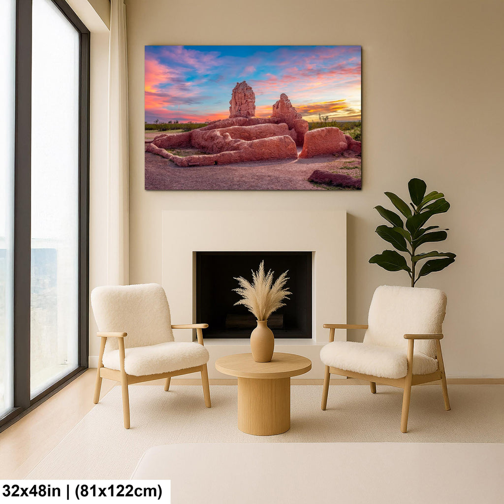 Casa Grande Ruins National Monument at Sunset, Coolidge Arizona, Photography Print Wall Art