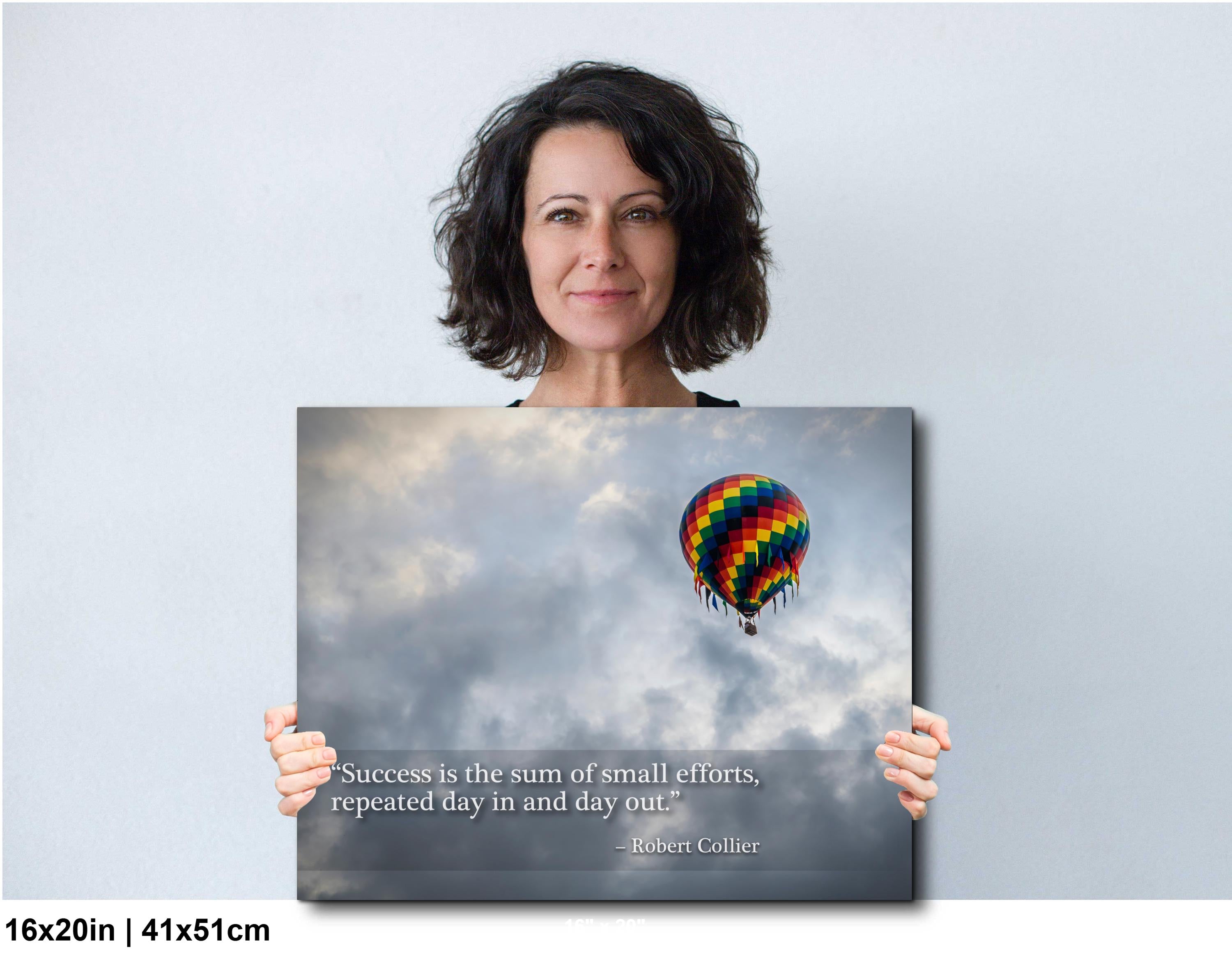 Motivational Wall Art - Hot Air Balloon Print | Persistence Artwork for Office Wall Decor