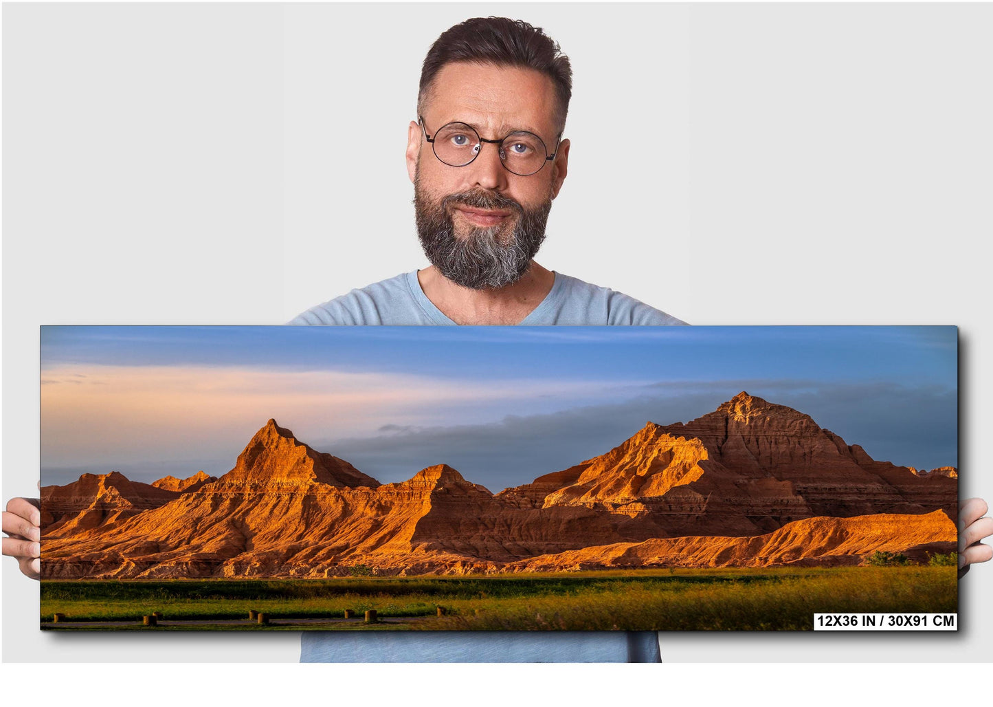 Badlands National Park Spire Peaks Golden Hour South Dakota Photography Print, Wall Art Desert Landscape Decor