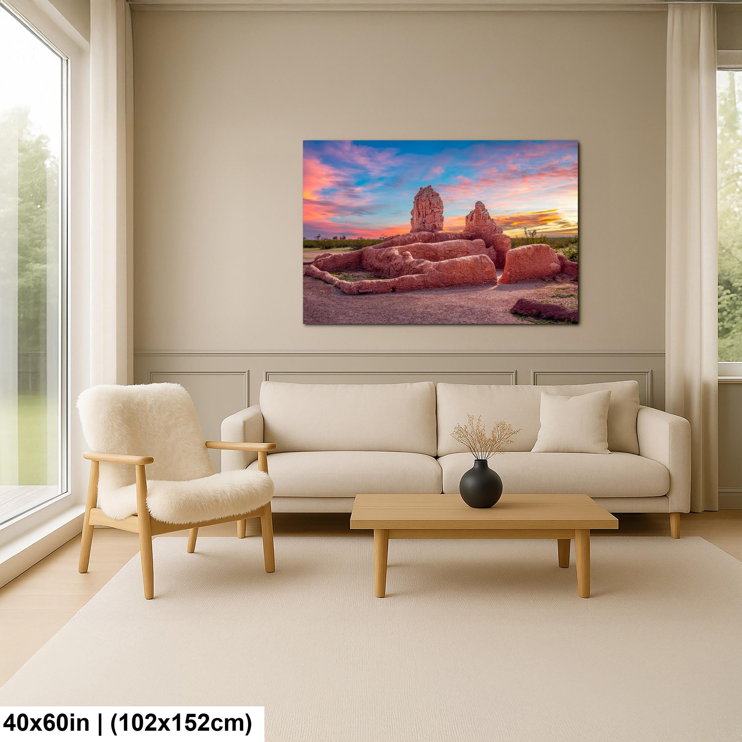 Casa Grande Ruins National Monument at Sunset, Coolidge Arizona, Photography Print Wall Art
