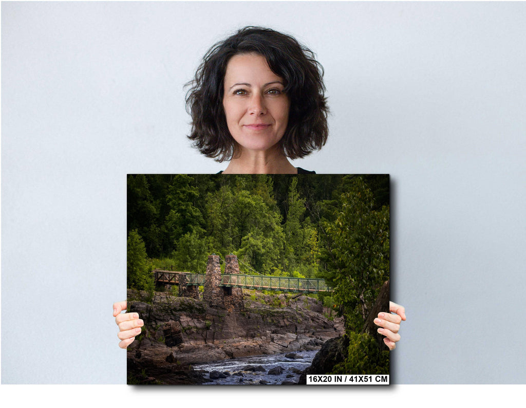 Swinging Bridge Jay Cooke State Park Minnesota Photo Print, Stone Pillar River Gorge Nature Wall Art Decor, Saint Louis River Travel Gift