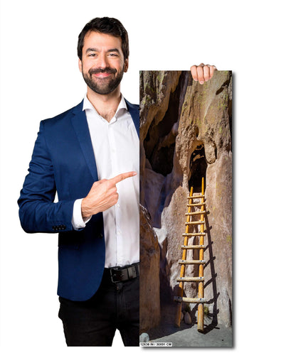 Steps to Ancient Homes: Wooden Ladders in Bandelier National Monument Los Alamos New Mexico Print Wall Art Aluminum/Acrylic/Metal/Canvas
