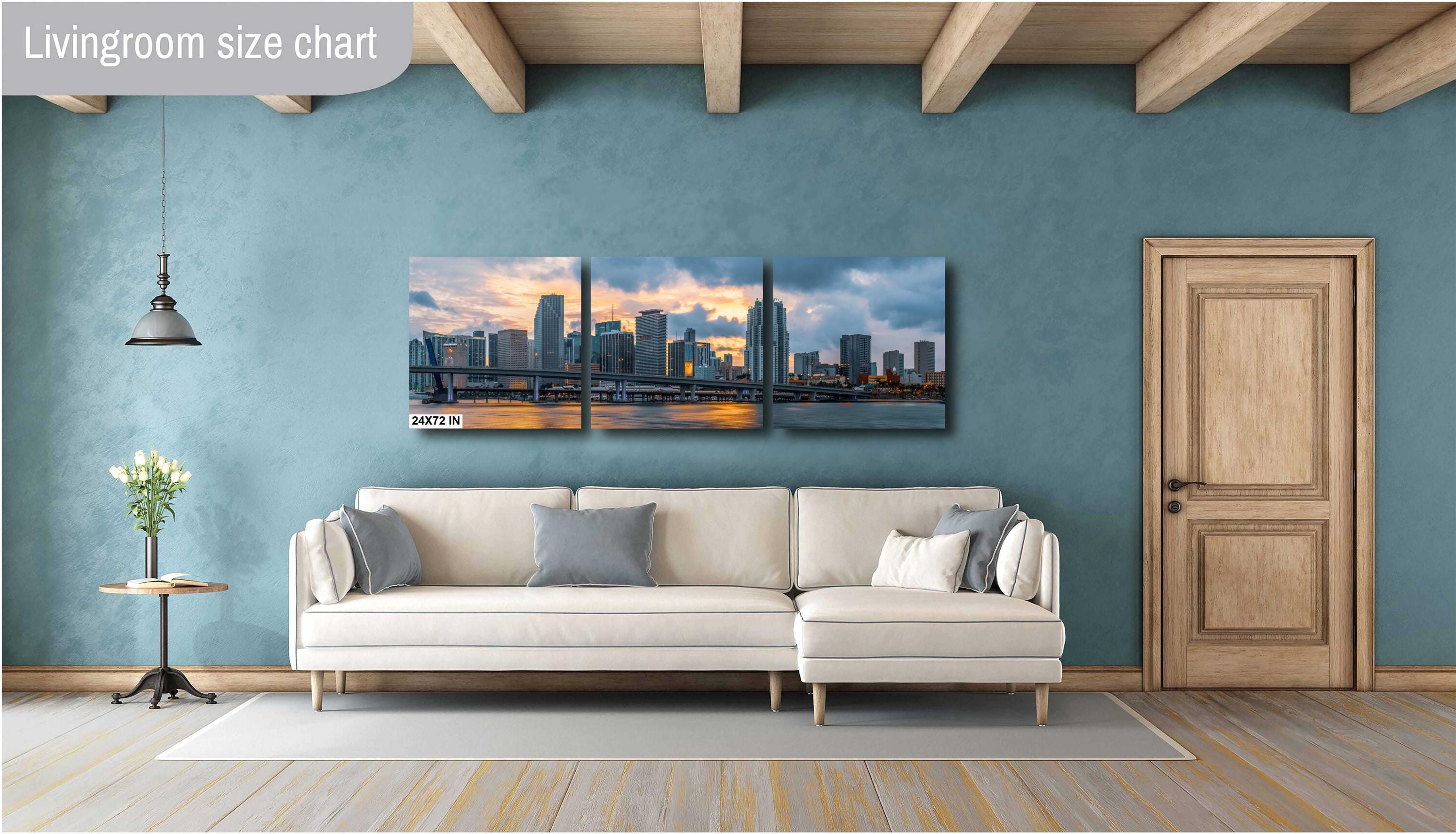 Miami Skyline from the Bay at Sunset: Florida Print Wall Art MacArthur Causeway Bridge Photography Aluminum/Acrylic/Metal/Canvas Home Decor