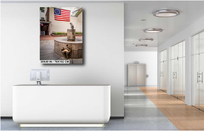 Betsy Ross Home Cat Statue Print: Philadelphia Patriotic Wall Art
