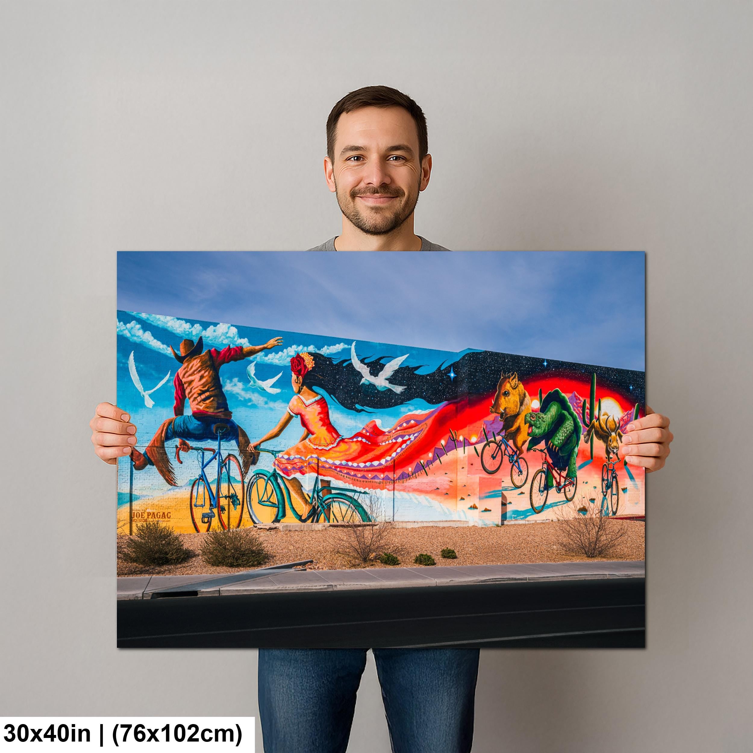 Tucson Mural - Desert Dream Bicycle Mural, Photography Print Wall Art