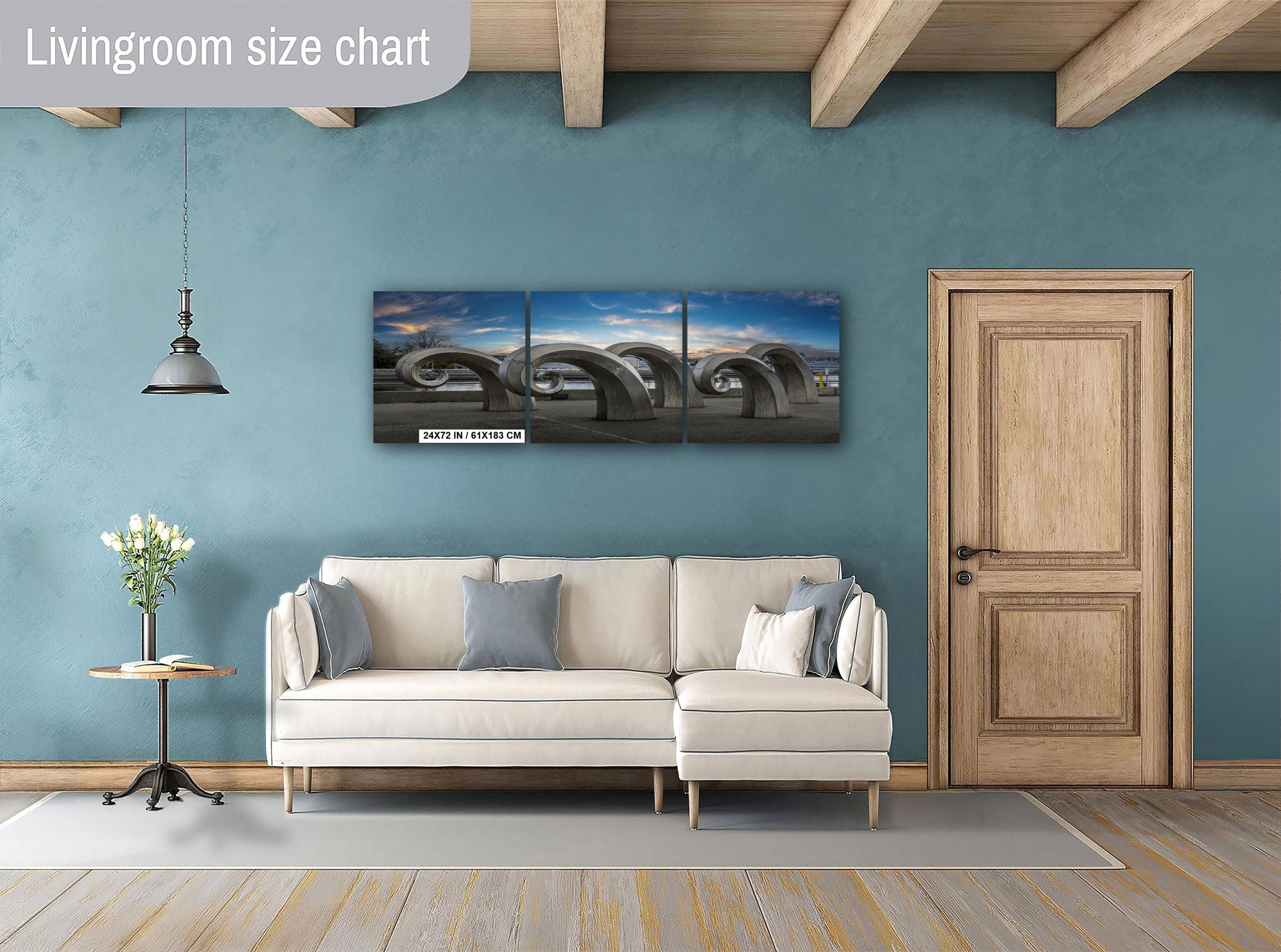 Seattle Waterfront Print: Salmon Waves Sculpture Modern Wall Art