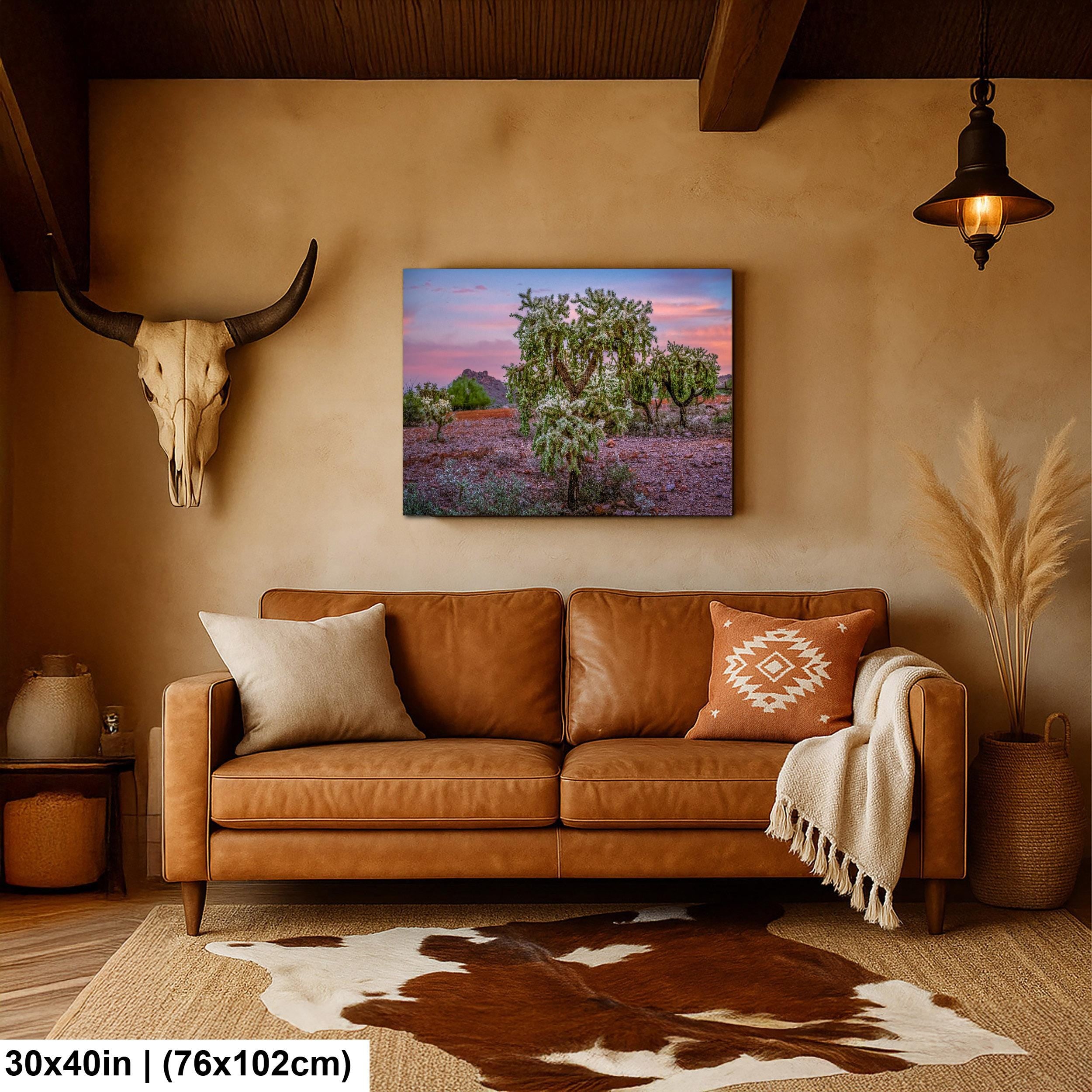 Cholla Cactus Sunset, Lost Dutchman State Park, Apache Junction Arizona Photography Wall Art