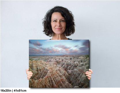 Badlands National Park Endless Horizon, Photography Print, Layered Rock Formations at Dusk, Landscape Décor