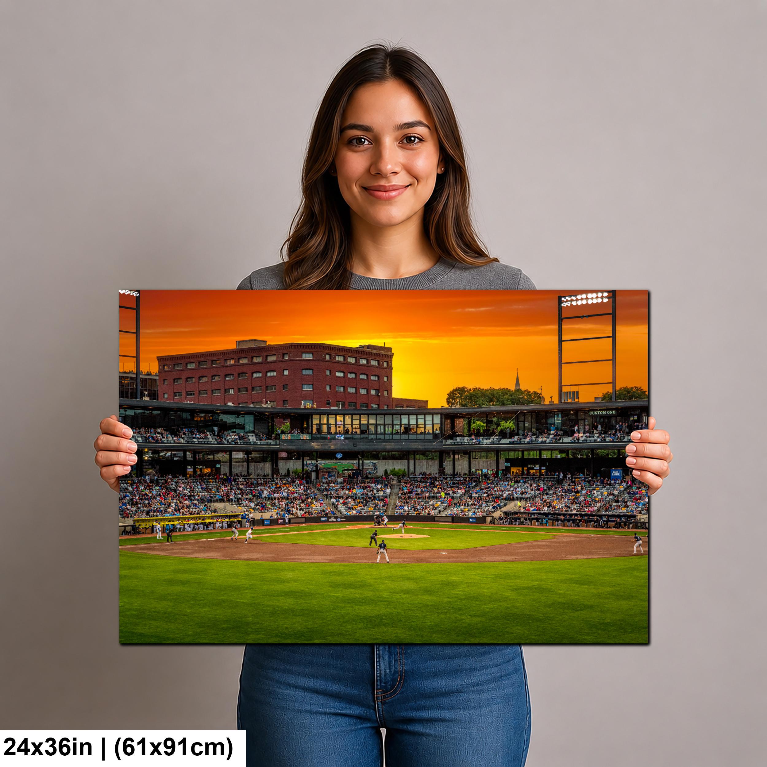 Golden Hour Baseball at CHS Field St. Paul Minnesota Photography Print, Sunset Stadium Wall Art, Sports Decor