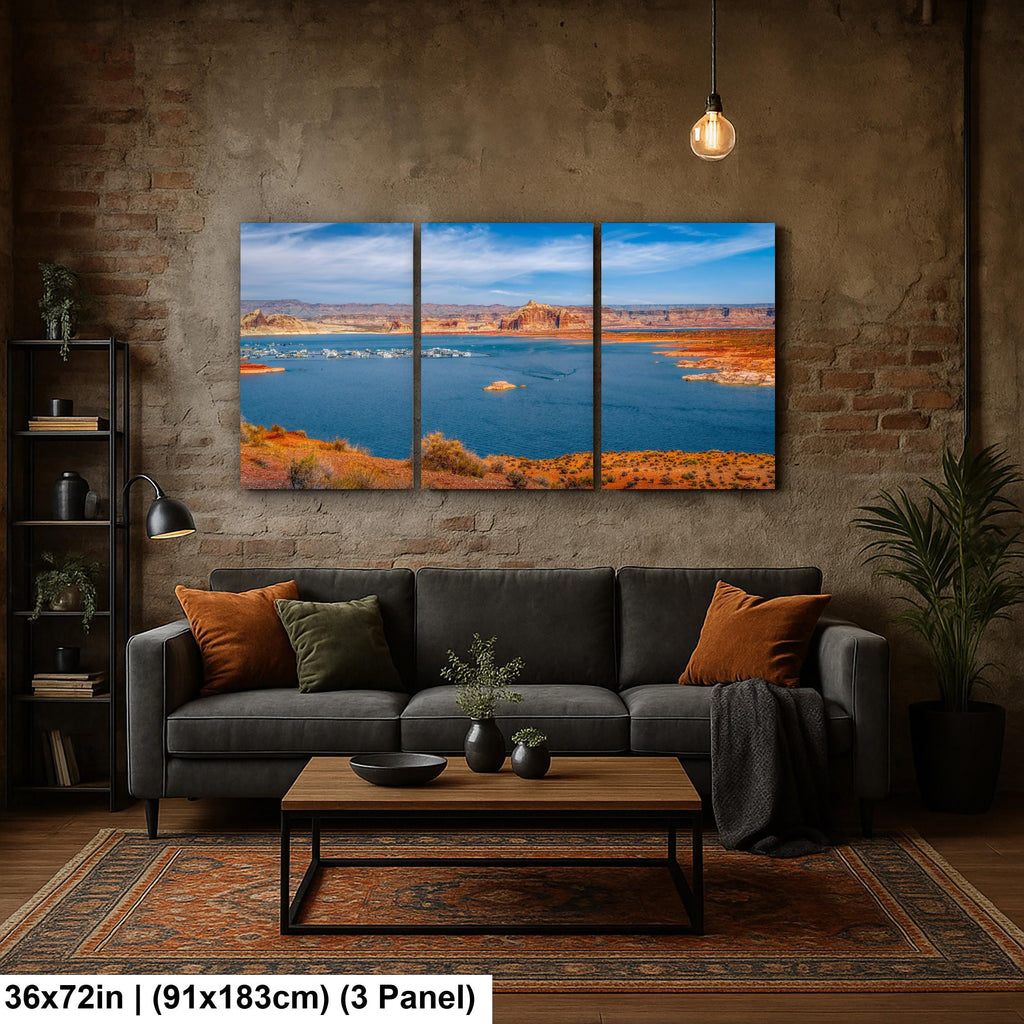 Lake Powell Marina Red Rock Cliffs Page Arizona Photography Print, Southwest Lake Wall Art