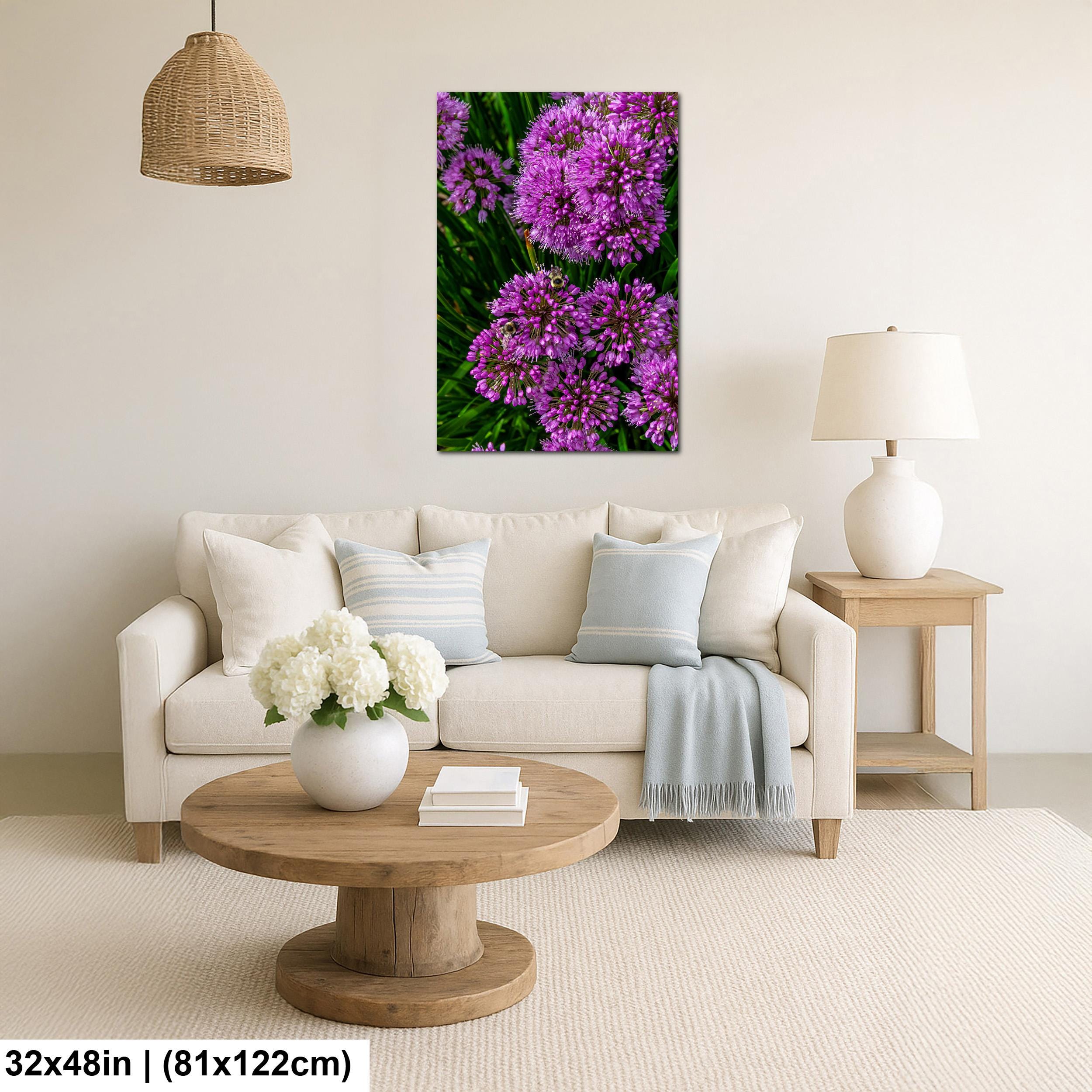 Purple Allium Blooms: Botanical Macro Flower Garden Photography Wall Art