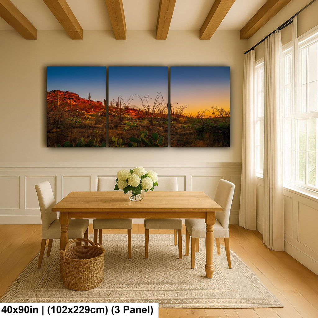 Sonoran Desert Sunset with Saguaros and Ocotillo - Saguaro National Park East Tucson Photography Print