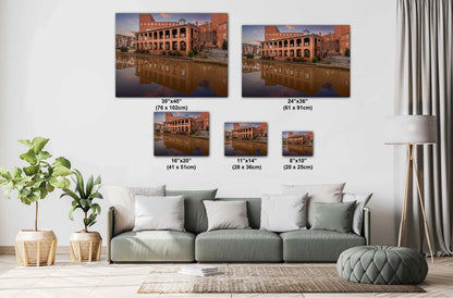 Old Town Greenville Riverfront: Wyche Pavilion and Flowing Reedy River Greenville, South Carolina Wall Art Print Aluminum/Metal/Canvas