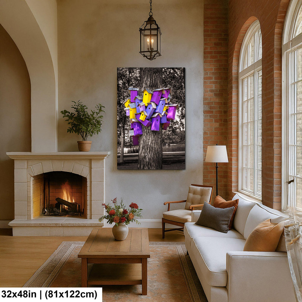 Colorful Birdhouse Cluster on Tree, Detroit Lakes Minnesota Fine Art Photography Print