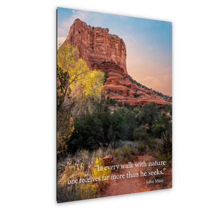 John Muir Inspirational Quote Wall Art for Calm and Reflection, Red Rock Nature Photography Print for Home or Office Decor