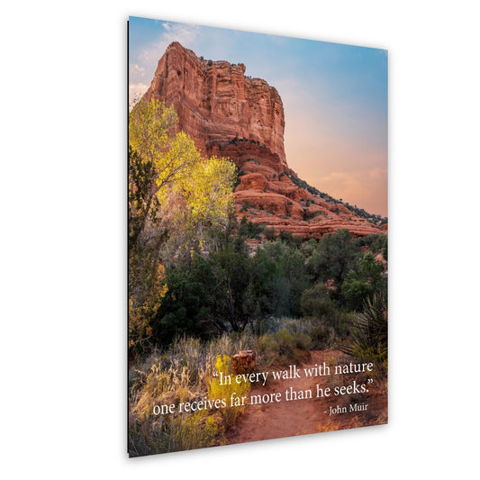 John Muir Inspirational Quote Wall Art for Calm and Reflection, Red Rock Nature Photography Print for Home or Office Decor