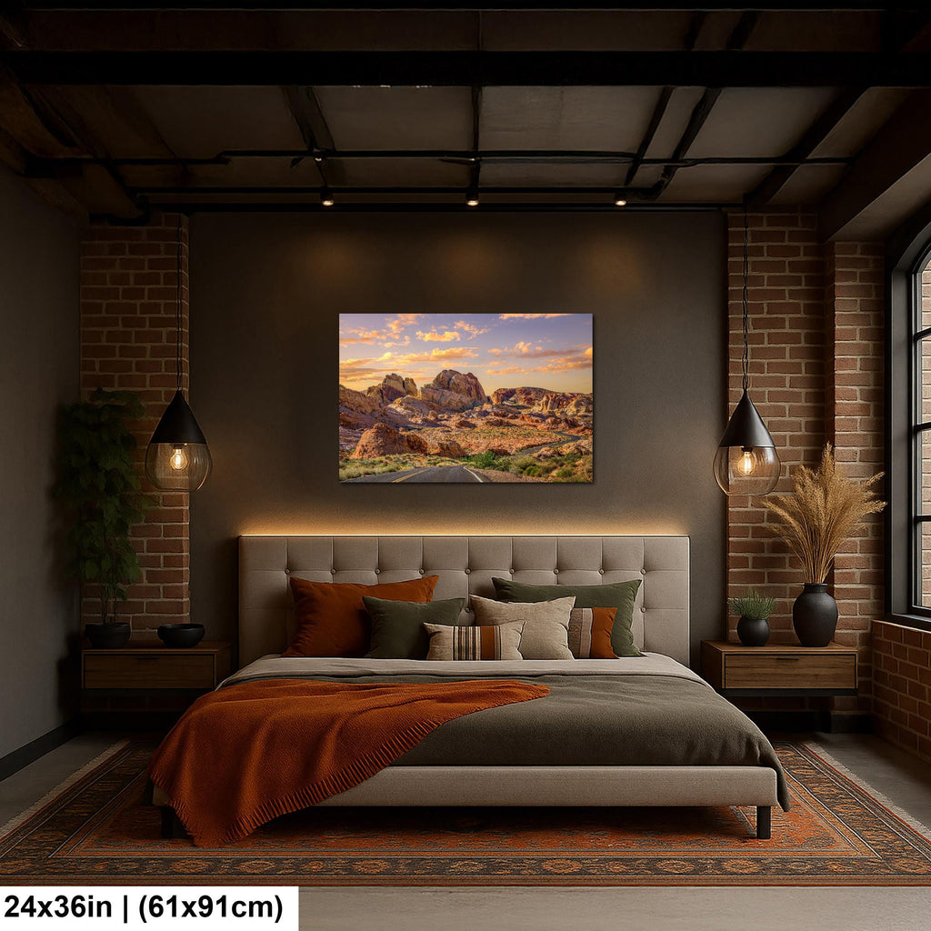 Sandstone Road: Valley of Fire State Park Nevada Golden Hour Photo Wall Art