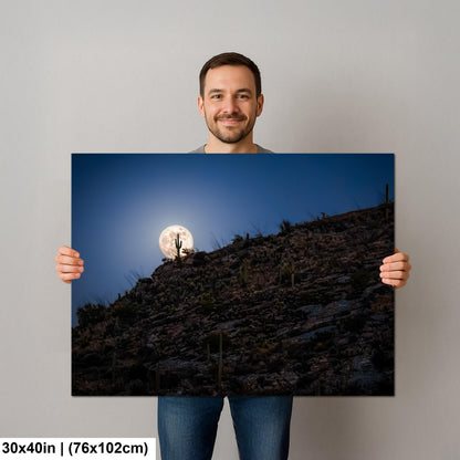 Full Moon Rising over Saguaro Ridge, Tucson Arizona Desert Landscape Photography Print