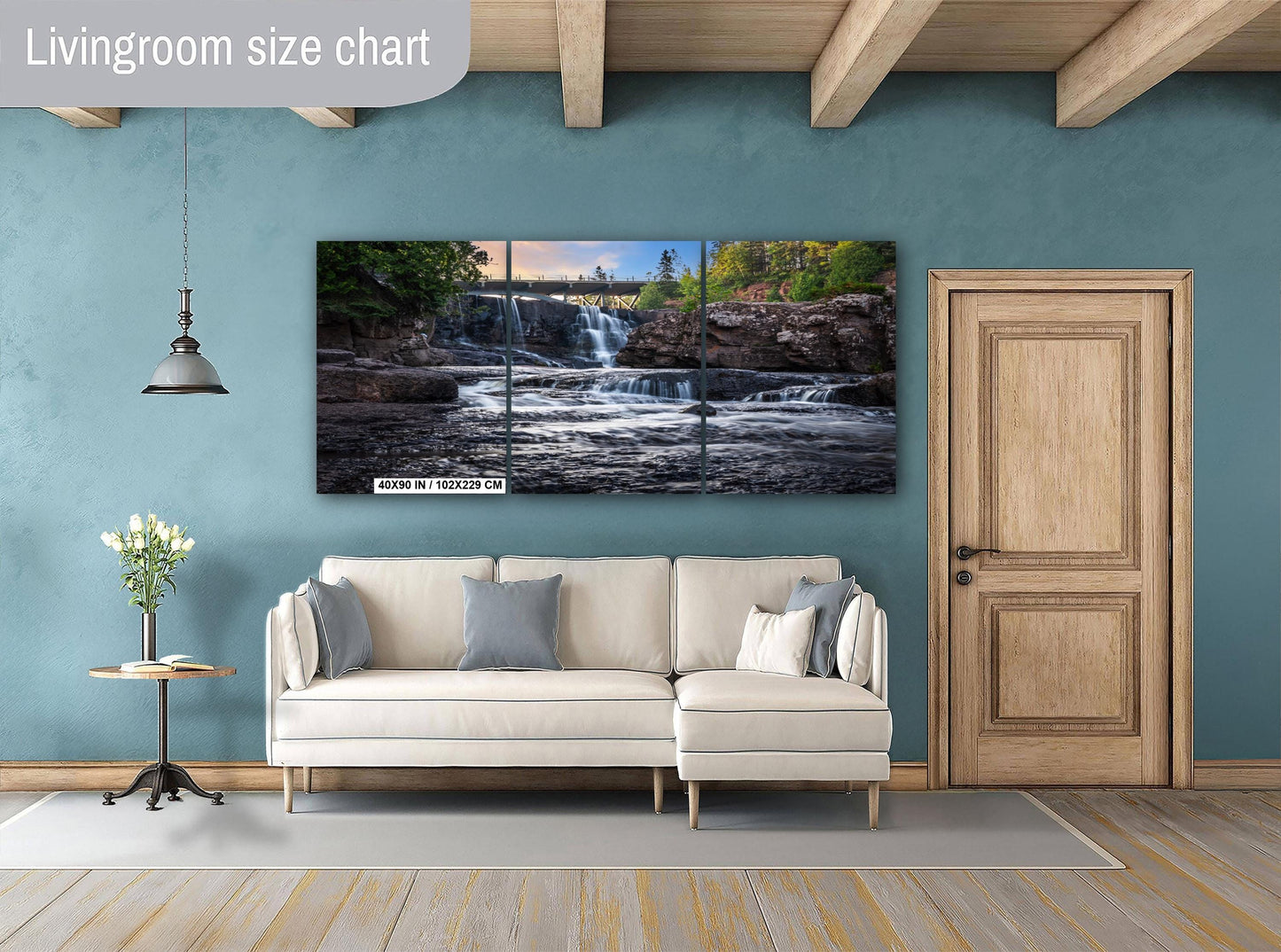 Gooseberry Falls Bridge Watercolor Style: Minnesota State Park Photography Wall Art
