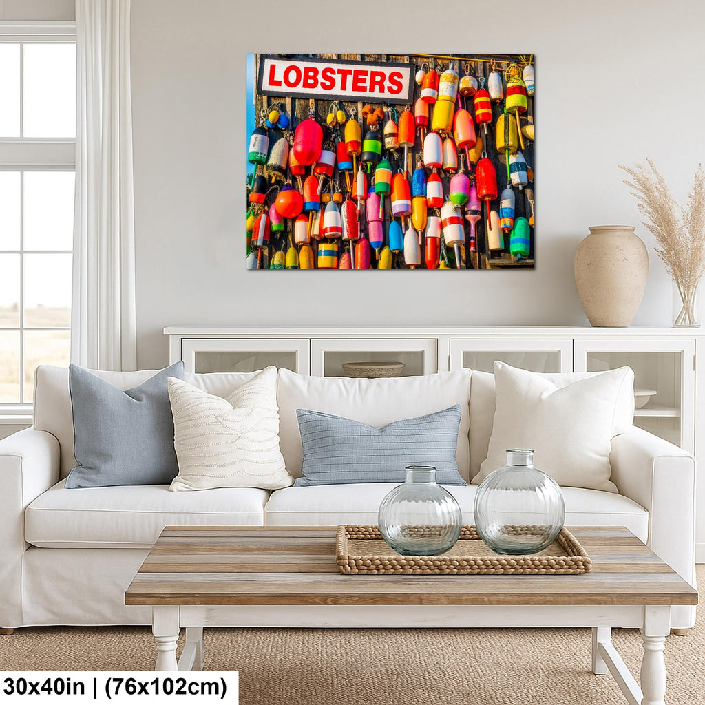 Coastal Tradition: Lobster Buoys Maine Fishing Village Photography Wall Art