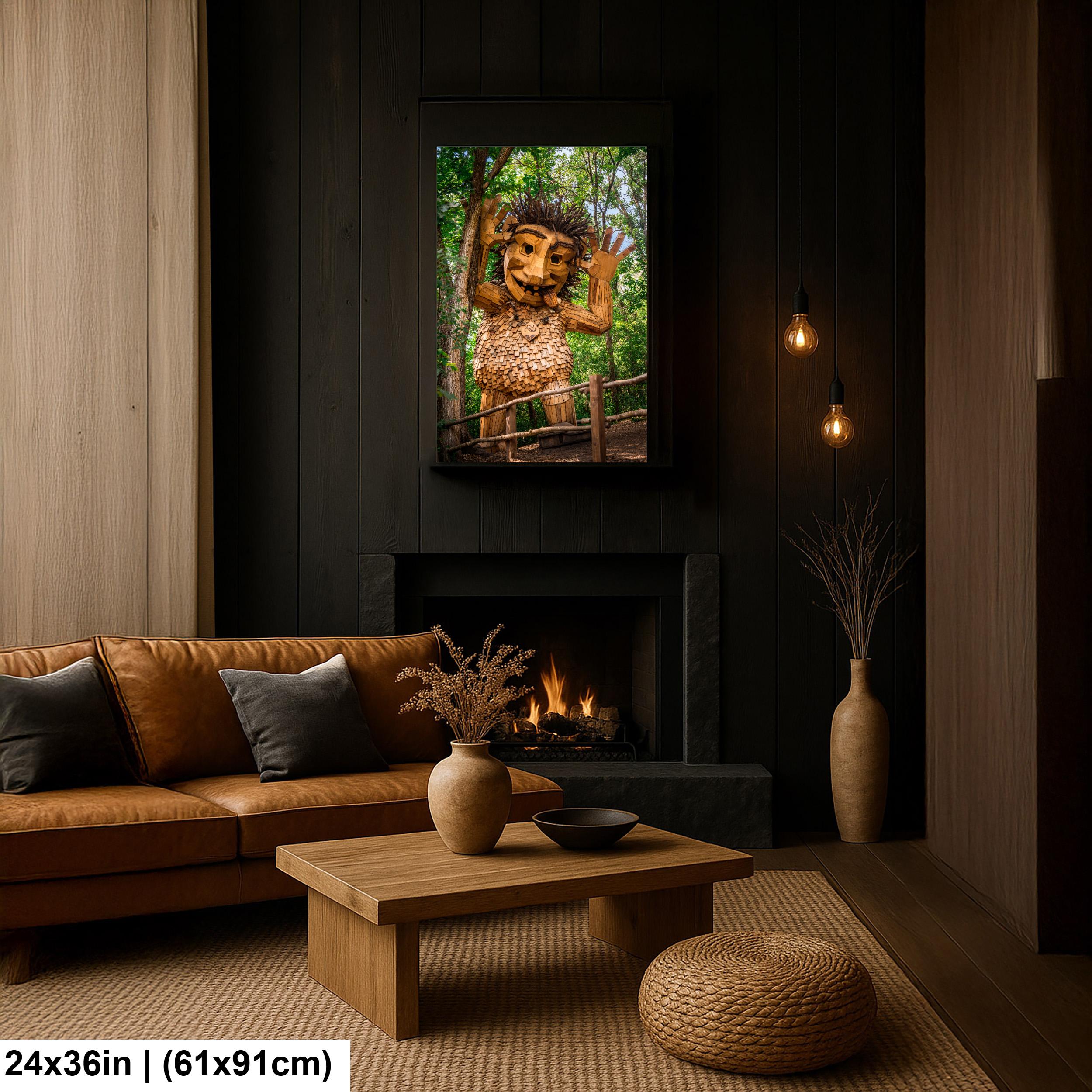 Playful Wooden Forest Troll Sculpture in Detroit Lakes Minnesota Photography Print